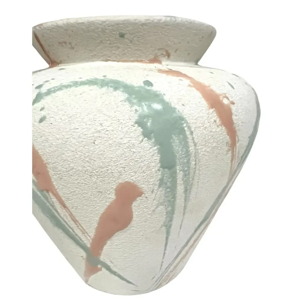 Harris Potteries Vintage 80s Ceramic Vase Post Modern Splatter Textured Pottery
